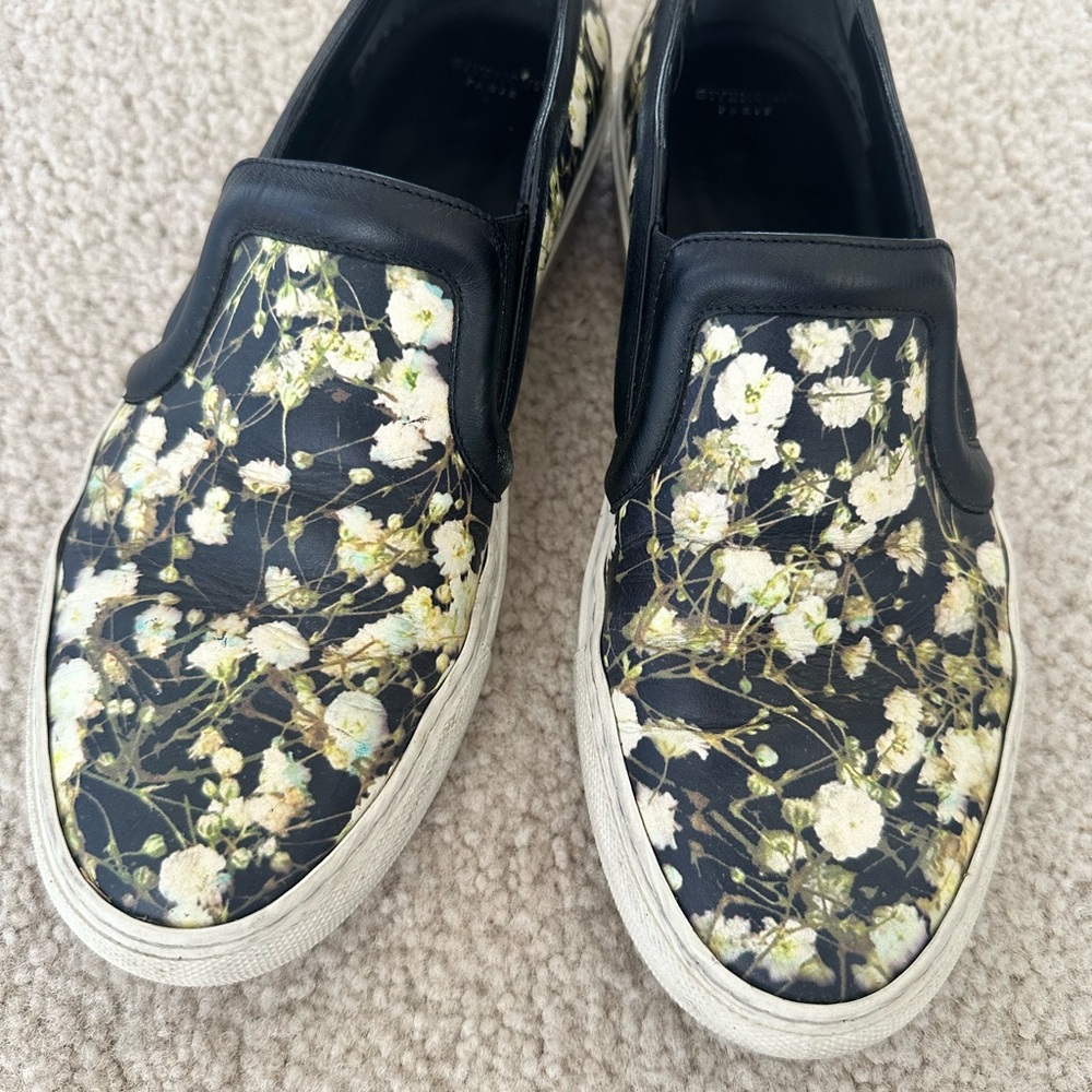 Givenchy Black Floral Slip-On Loafers